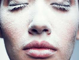 Image of a women with frost on her face