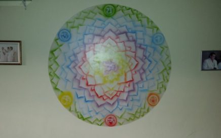 Picture of a colorful mandala painted on a wall