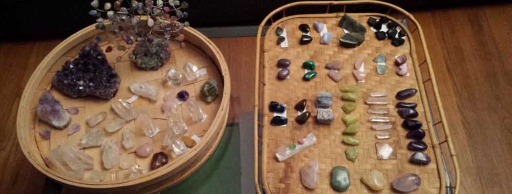 Picture of crystals laid out for charging under the moonlight