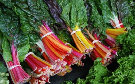 Image of bunches of rainbow chard