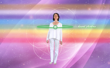 Photo of Saralee Hofrichter with Heart Chakra highlighted