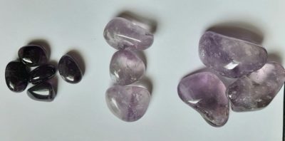 Image of 3 different sizes of Amethyst Crystals