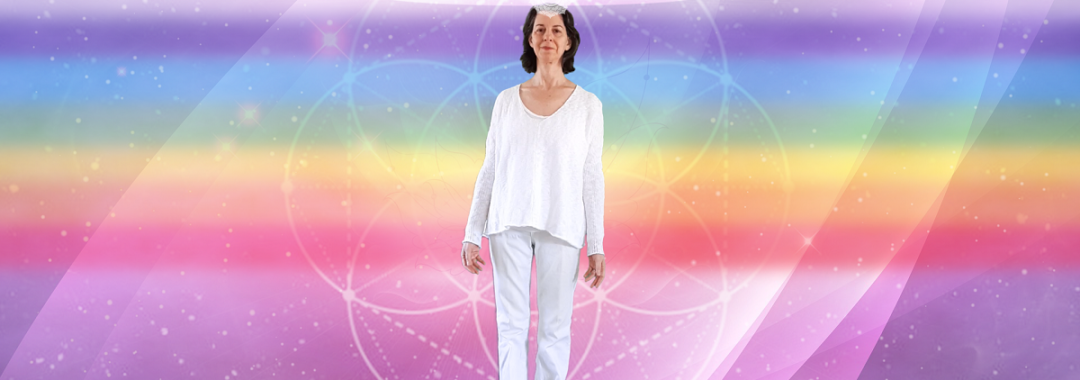 Photo of Saralee Hofrichter with her crown chakra highlighted