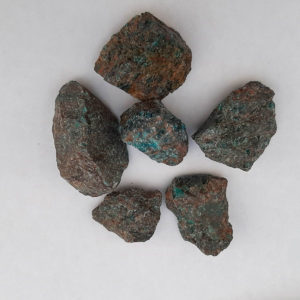 Image of six Blue Apatite Crystals