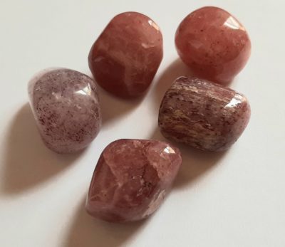 Image of five Strawberry Quartz Crystals