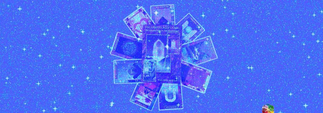 Image of tarot card spread with Saralee Hofrichter logo