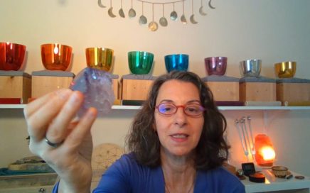 Image of Saralee holding an Amethyst crystal